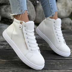 Side Zipper High Top Flat Skate Shoes Wear Resistance Sneakers