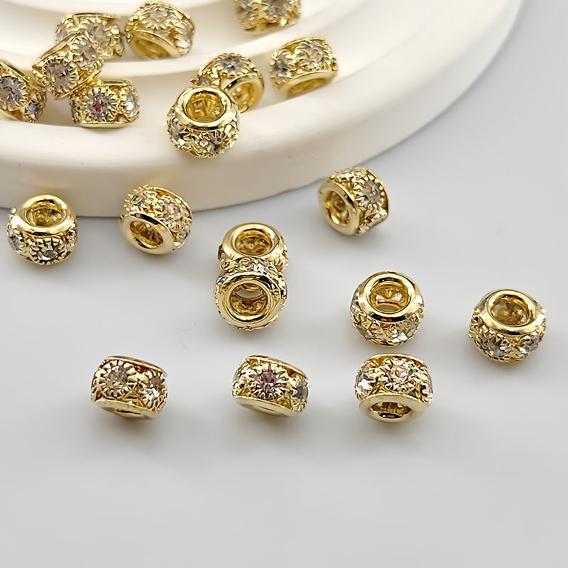 20 Pcs Round Beads Inlaid Rhinestone for DIY Jewelry Making