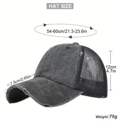 Sunshade Peaked Cap Soft Top Vintage Hat Ponytail Hole Baseball Cap
