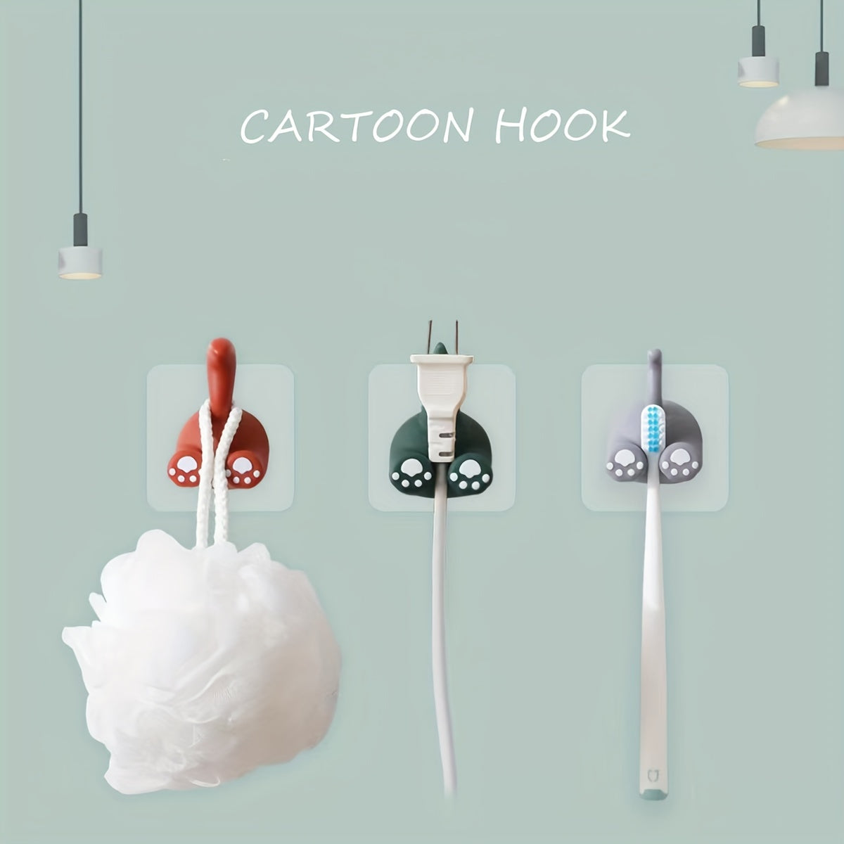 Cartoon Animal Hook Hole Plug Bracket for Keys and Toothbrushes