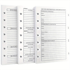 Personal Size 7Hole Punched Budget System Refill Weekly & Monthly Planner