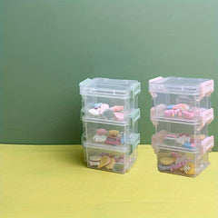 6pcs Small Storage Case Mini Plastic Container Colorful Bead Storage Box