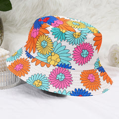Unisex Floral Print Sunshade Bucket Hat Double Sided Sun Hat
