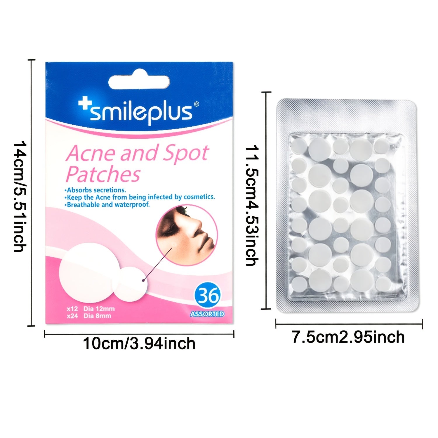 36 Ultra Thin Hydrogel Acne Patches 2 Sizes Waterproof Breathab