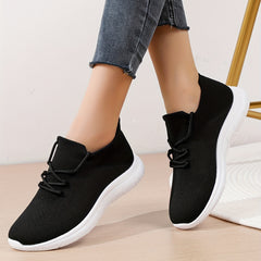 Women's Knitted Sneakers Comfy Lace Up Outdoor Running Shoes