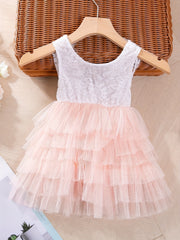 Flower Girl Lace Strappy Tiered Tutu Dress