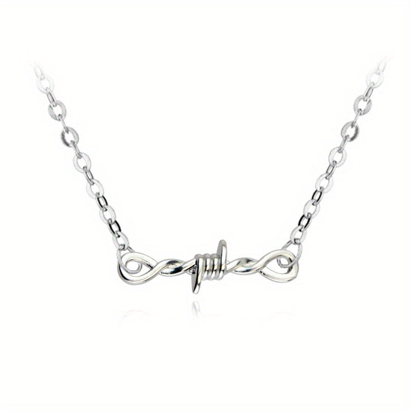 Girl's Silver Barbed Wire Necklace Stainless Steel