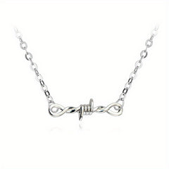 Girl's Silver Barbed Wire Necklace Stainless Steel