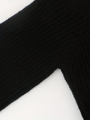 Solid Lantern Sleeve Cold Shoulder Jumper