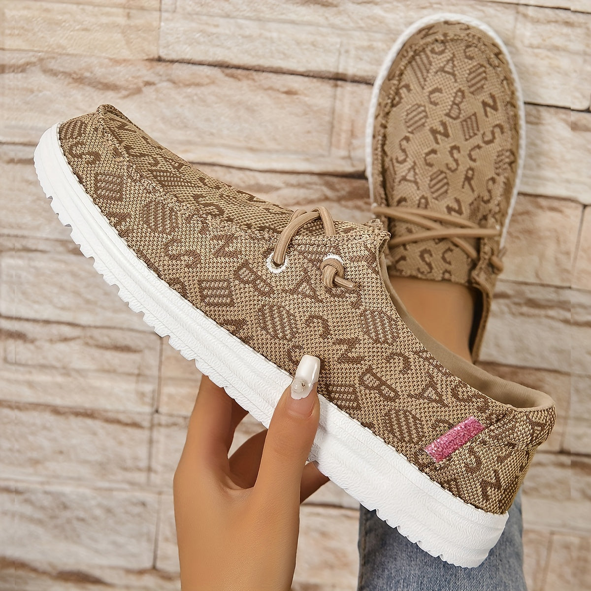 Women's Printed Flat Loafers Slip On Sneakers, Breathable Walking Shoes