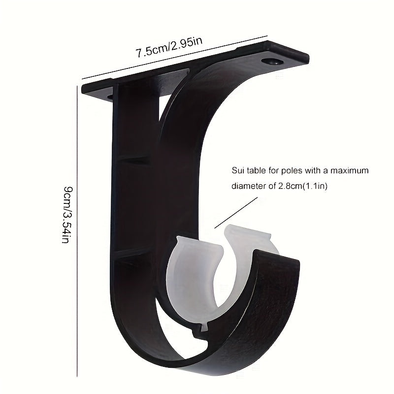 2pcs Metal Curtain Rod Bracket Wall Mount Shower Rod Holder Home Decor