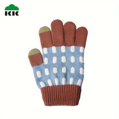 Kids Knitted Touch Screen Gloves for Spring Autumn Winter, Boys Girls Warm Glove