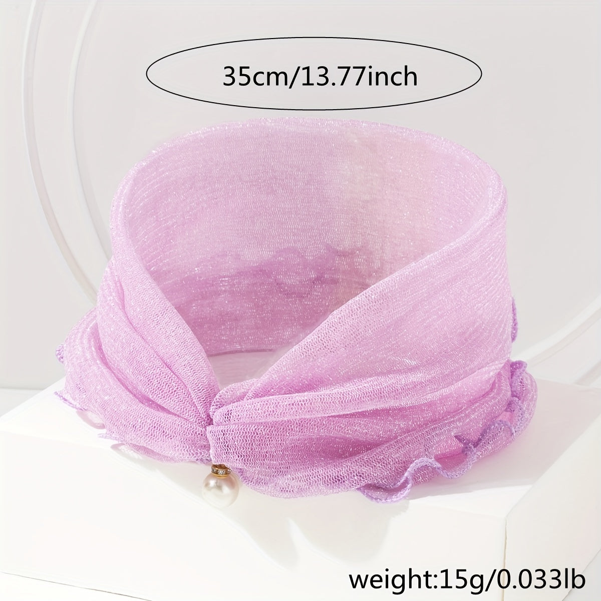Glitter Ruffle Scarf Neckerchief Infinity Scarf Faux Pearl Headband
