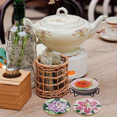 DIY Floral Theme Rhinestone Coasters Set