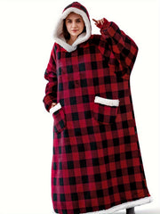 Sherpa Fleece Robe with Pockets, Extra Long Wearable Blanket