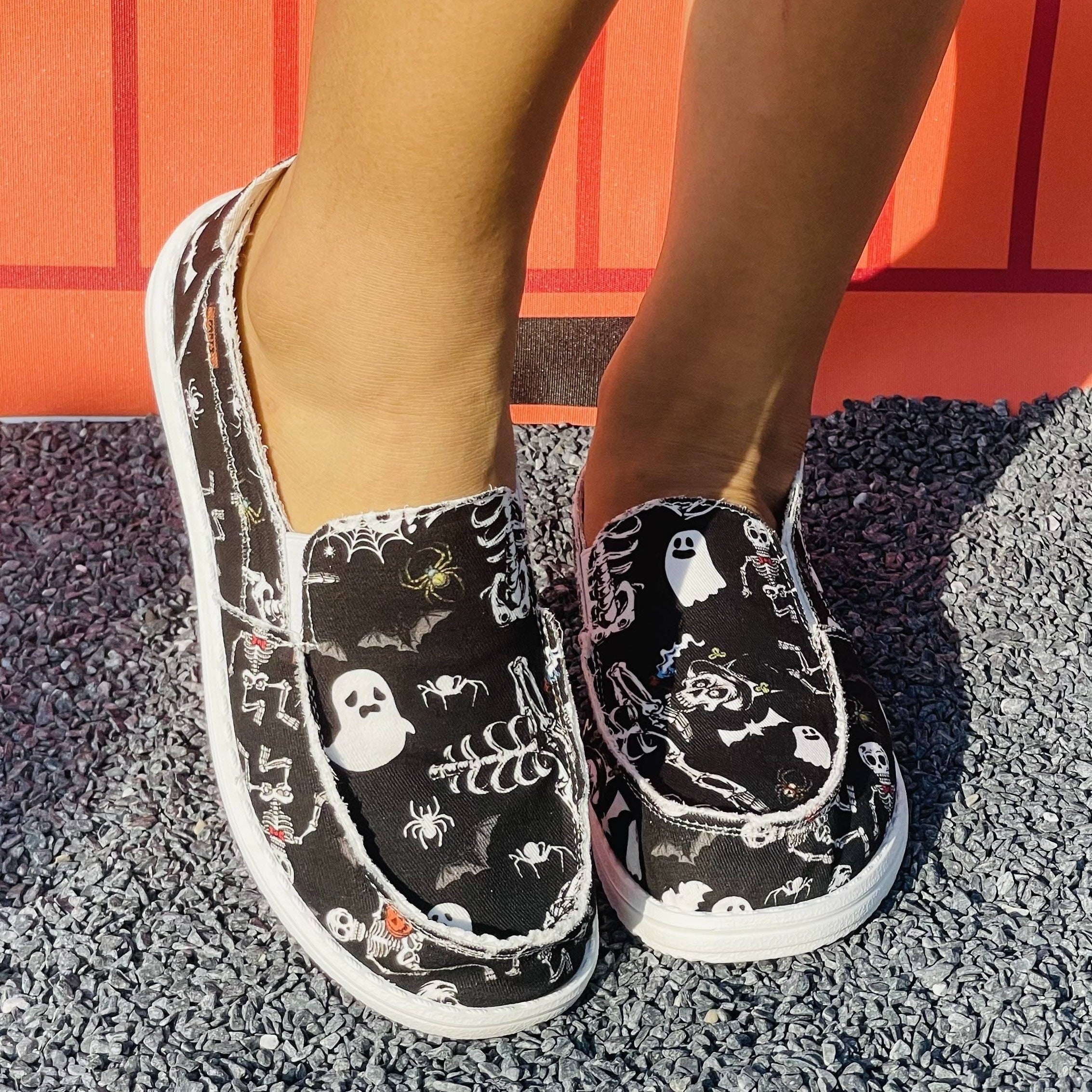 Halloween Style Skull Ghost Low Top Sneakers Lightweight Casual Walking Shoes