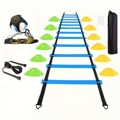 Speed Training Ladder Set With Skipping Rope Cones Stakes Strap