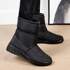 Zipper Front Snow Boots Waterproof Pull On Ankle Boots