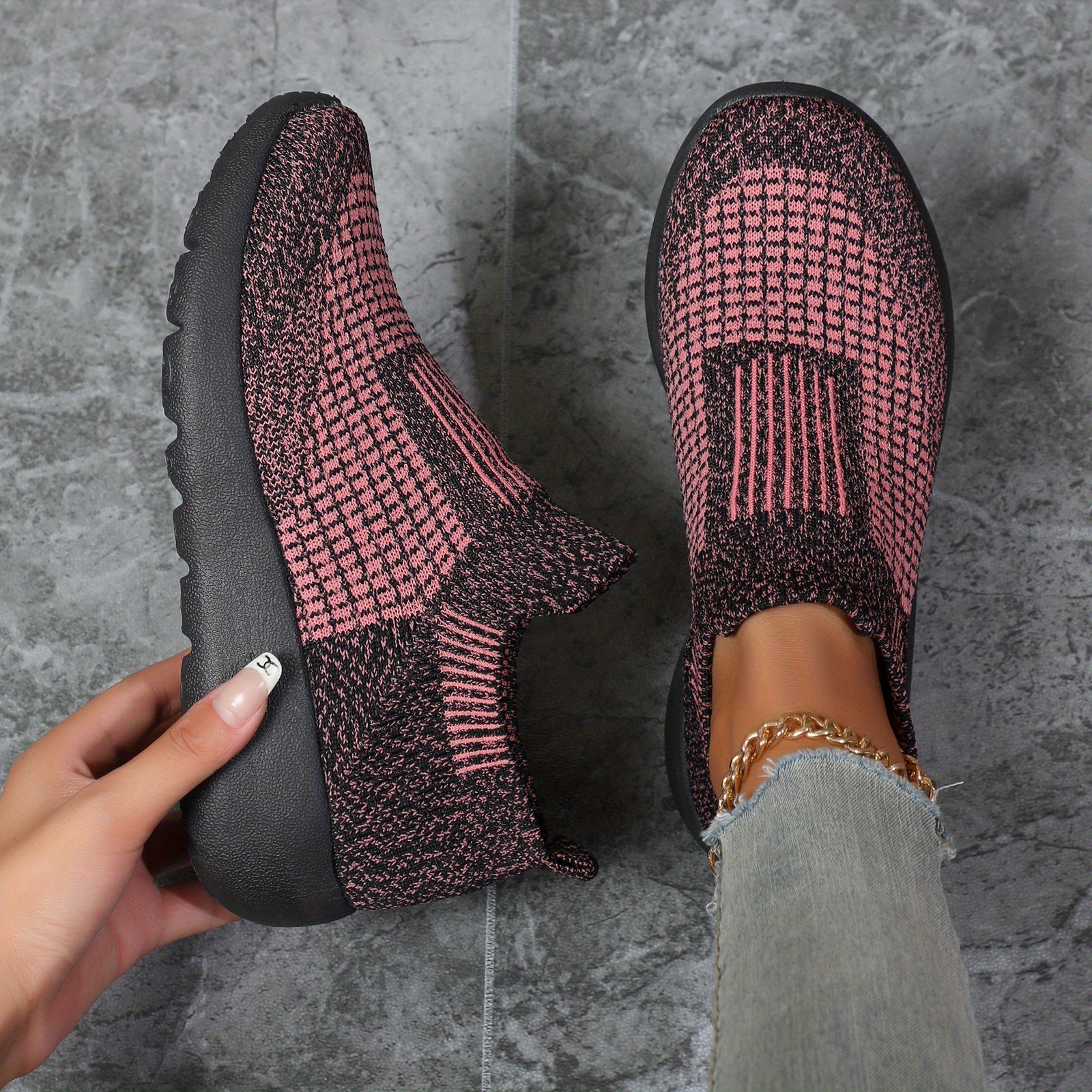 Women's Wedge Slip On Sneakers Breathable Walking Shoes