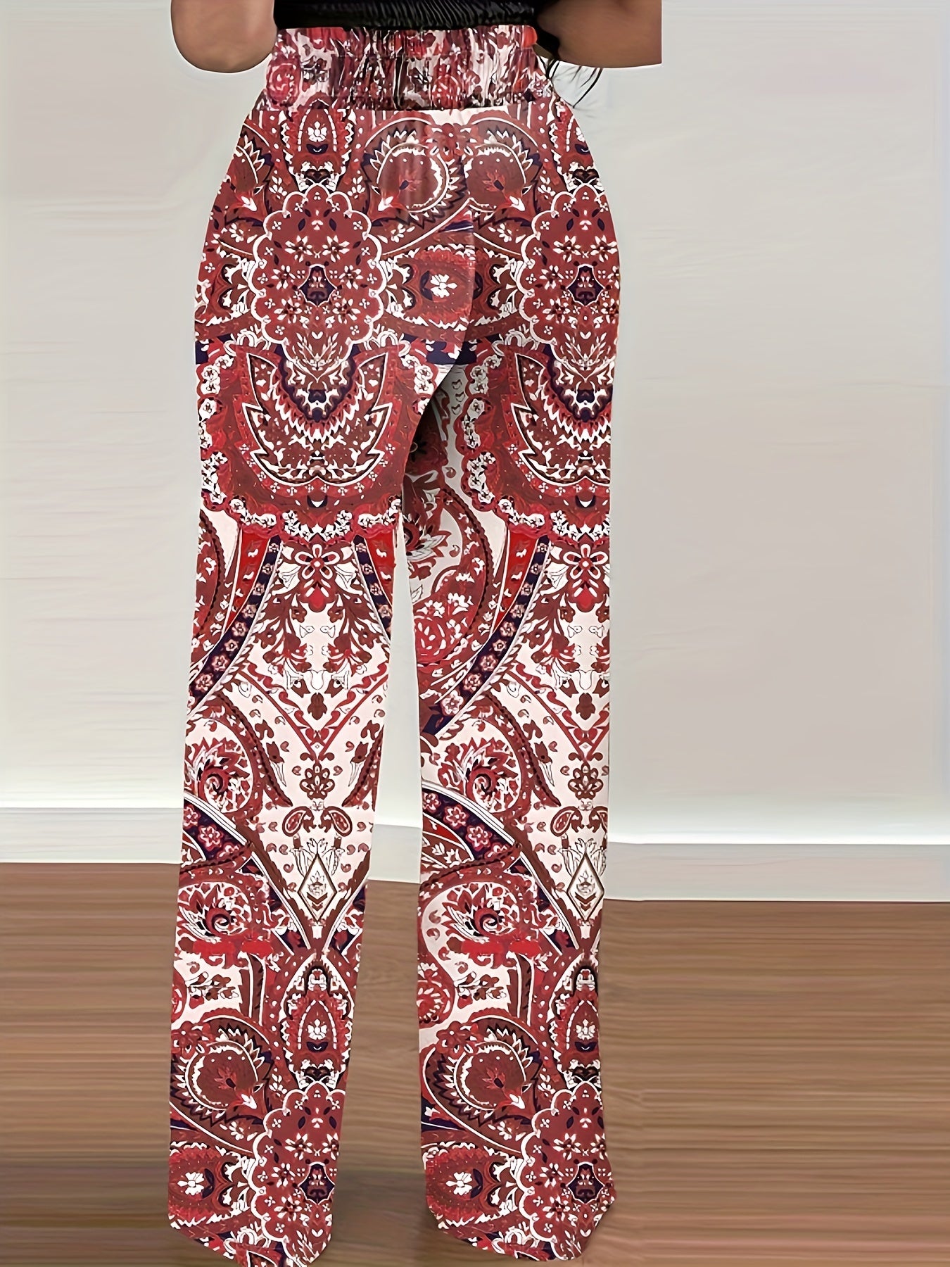 Spring & Summer Allover Print High Waist Wide Leg Pants