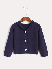 Casual Hooded Knit Cardigan Little Girls Coat