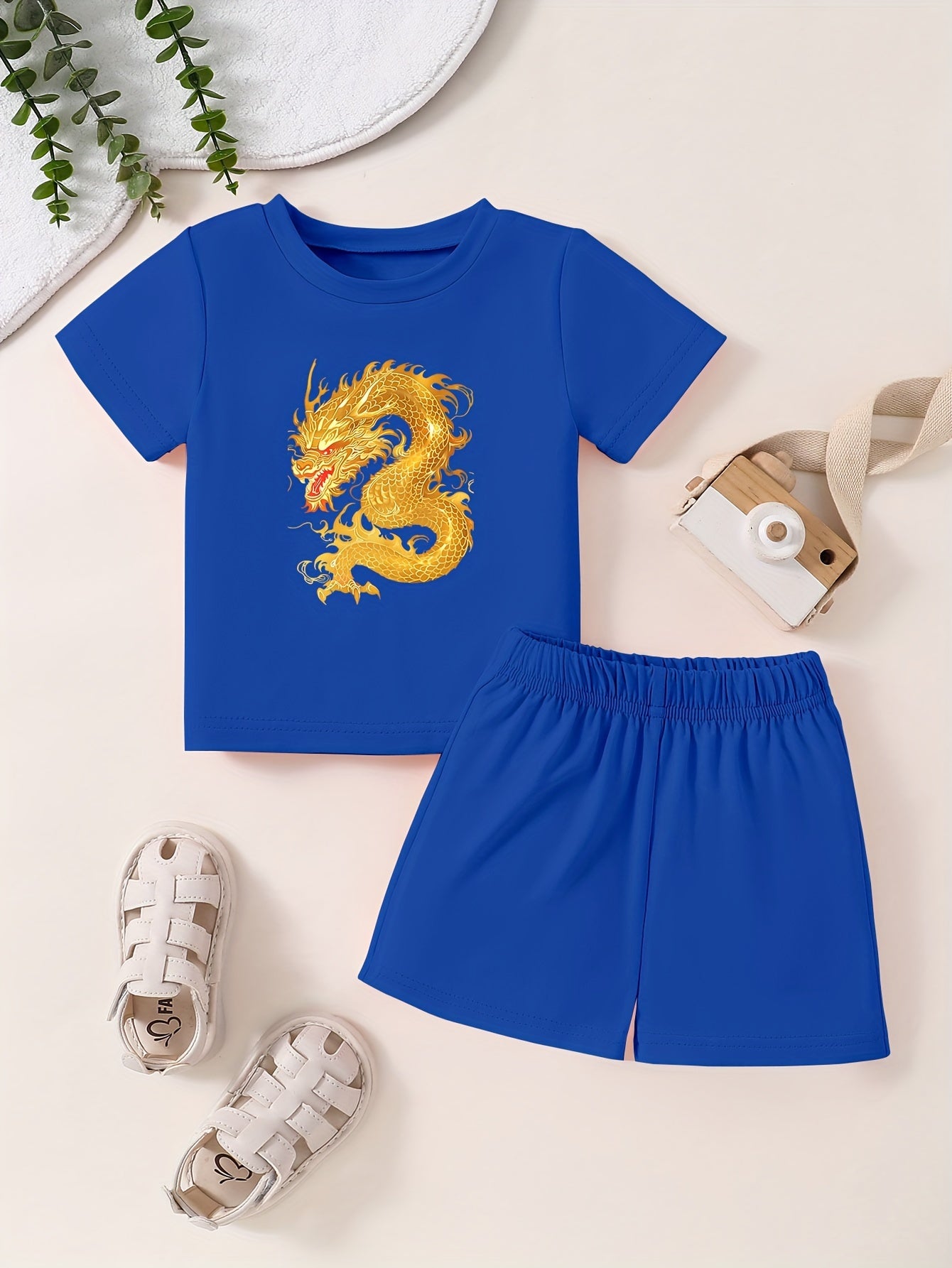 Dragon Pattern Toddler Kid 2pcs Summer Clothing Set