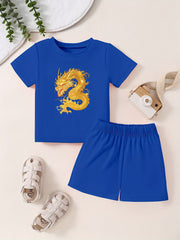 Dragon Pattern Toddler Kid 2pcs Summer Clothing Set