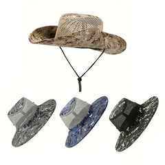 Summer Casual Camouflage Hollow Belt Rope Sunscreen Large Eaves Sun Hat