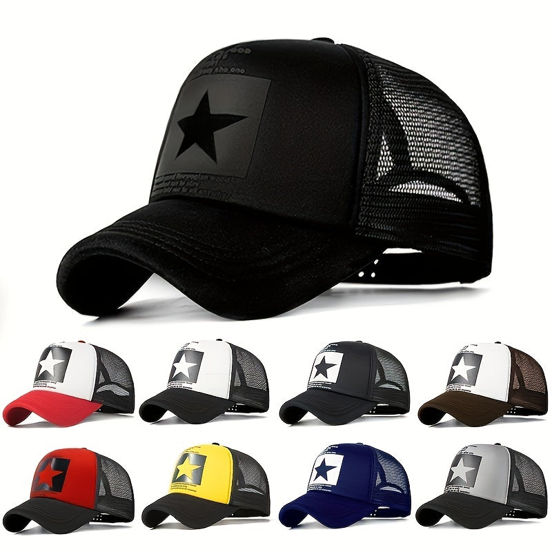 Unisex Mesh Trucker Hat Hip Hop Pentagram Print Baseball Cap
