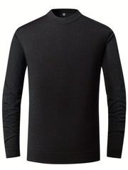 Casual Knitted Wool Sweater Men's Round Neck Pullover for Fall Winter