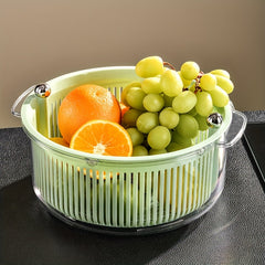 Rotating Double layer Drain Basket Kitchen Storage