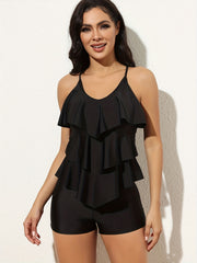 Polka Dot Tankini Swimsuit & Ruffle Bathing Suit Top & Shorts Bottom