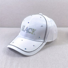 Rhinestone Letter Baseball Cap - Solid Dad Hat for Women