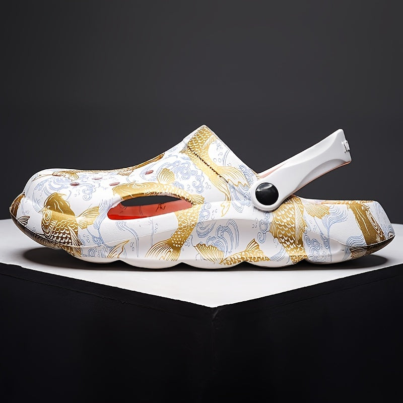 Men Women Fish Print Clogs Lightweight Sandals