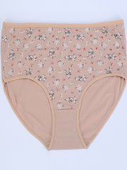 4 Pack Plus Size Panties Set Women's Plus Ditsy Floral Print Mid Waisted Skin