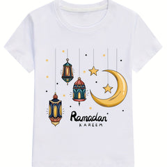 Kids Ramadan Kareem T Shirt Breathable Casual Top For Boys Girls Children