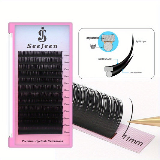 SeeJeen Ellipse Flat EyeLash Extensions Mix 8 16mm C D Curl Matt Mega Volume
