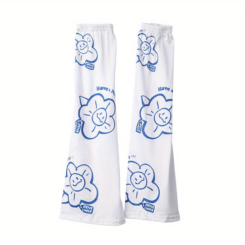 Sunflower Print Long Gloves UV Protection Sleeves Women
