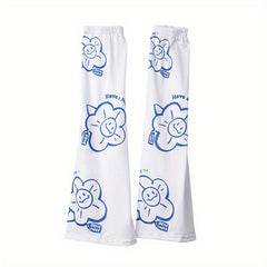 Sunflower Print Long Gloves UV Protection Sleeves Women