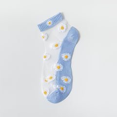 7 Pairs Smiling Pattern Short Socks Ultra Thin Shallow Mesh Ankle Soc