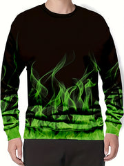 Flame 3D Print Men's Sweatshirt for Autumn Winter