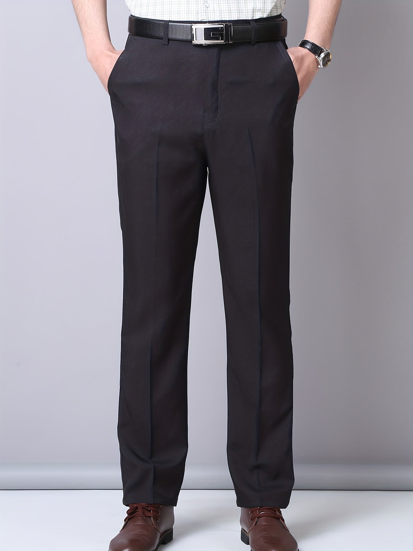 Men's Casual Solid Stretch Flax Dress Pants for Business