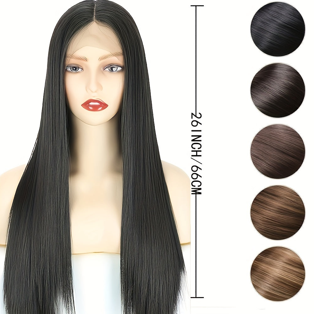 Long Straight Lace Front Wig 26 Inch Synthetic Wig for Women