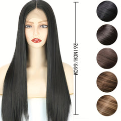 Long Straight Lace Front Wig 26 Inch Synthetic Wig for Women