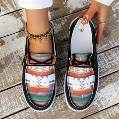 Women's Geometric Flat Loafers Round Toe Walking Shoes