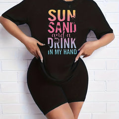 2pcs Summer Casual Sports Sets Coconut Tree Graphic T shirts & Shorts