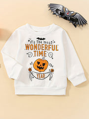 Baby's Halloween Letter Pumpkin Print Pullover Top