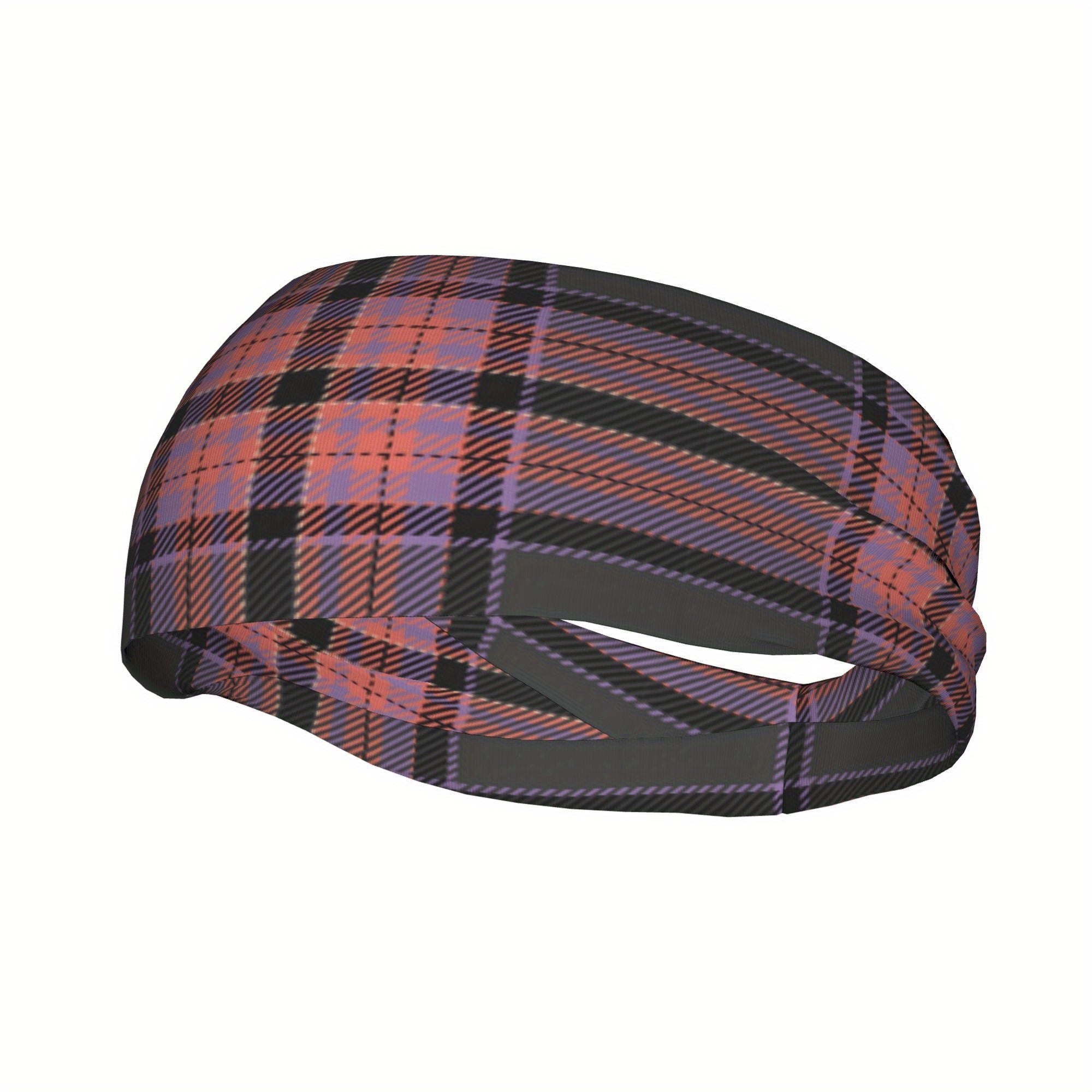 Vintage Plaid Headband Purple Orange Striped Sports & Casual Outfits