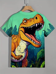 Comics T Rex Print Boy's T-shirt Short Sleeve