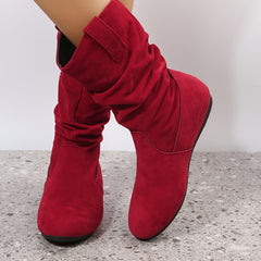 Women's Slouch Ankle Boots Pull On Flat Thermal Comfortable Short Boots